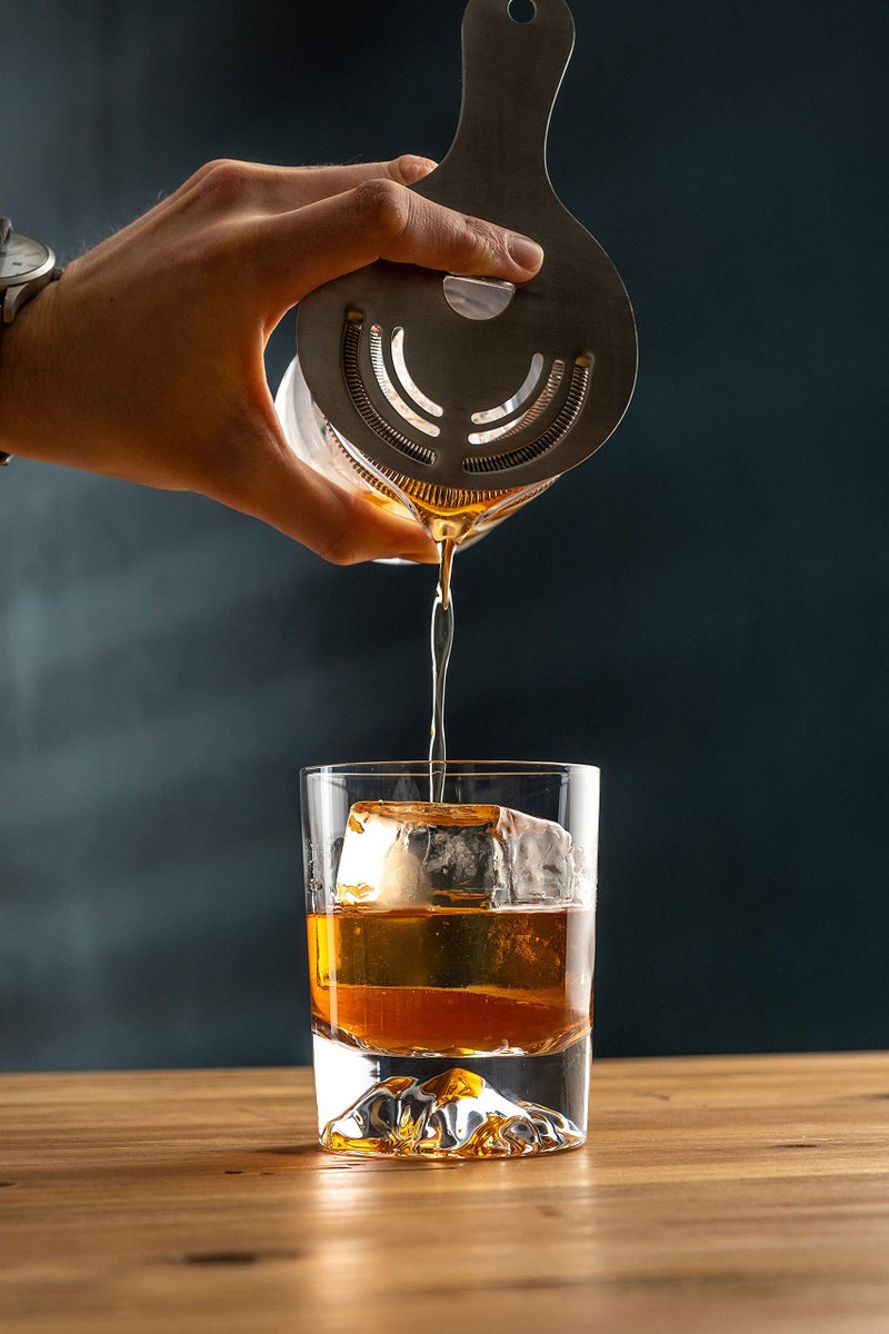 Amehla "Foundation Crystal Rocks Glasses - 10oz Whiskey Glasses with Mountains Heavy Weighted Base, Mountain Whiskey Glass for Bourbon - Elegant 10oz Cocktail Glass Set of 2 - Image 4